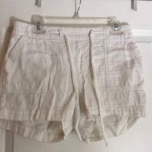 White linen shorts
